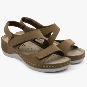 Even dame læder sandal - brun